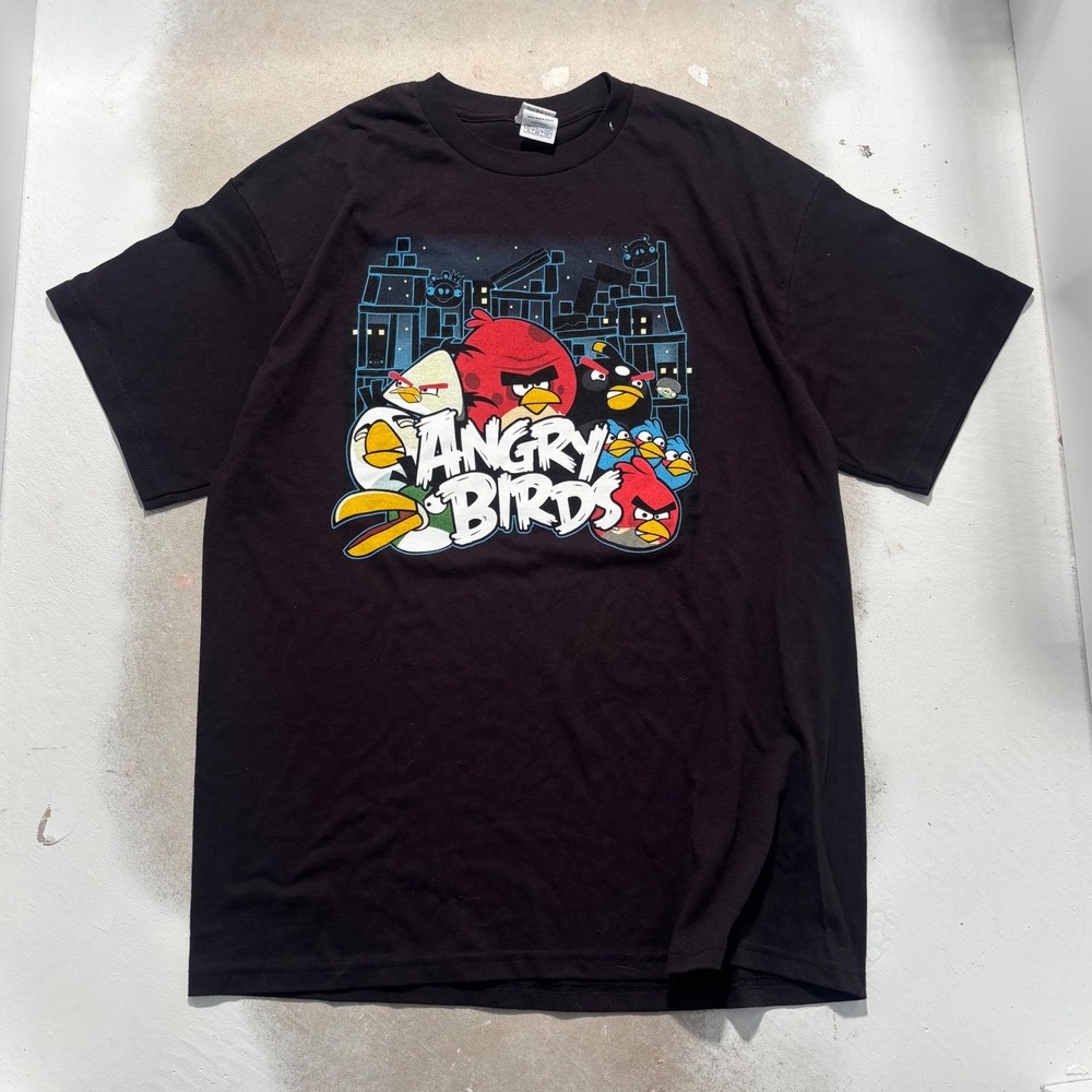 Angry Birds Fifth Sun Mens Graphic T-Shirt Black XL Gaming Characters Tee